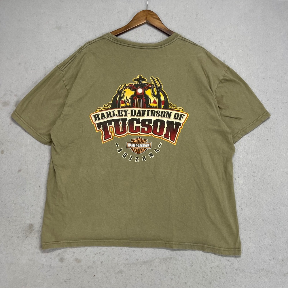 Harley Davidson Tucson Arizona T-Shirt Mens 2XL Olive Green Milwaukee Map 2019